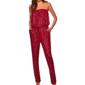 Susana Monaco Sequin Tube Jumpsuit Red NWT Medium REVOLVE $248